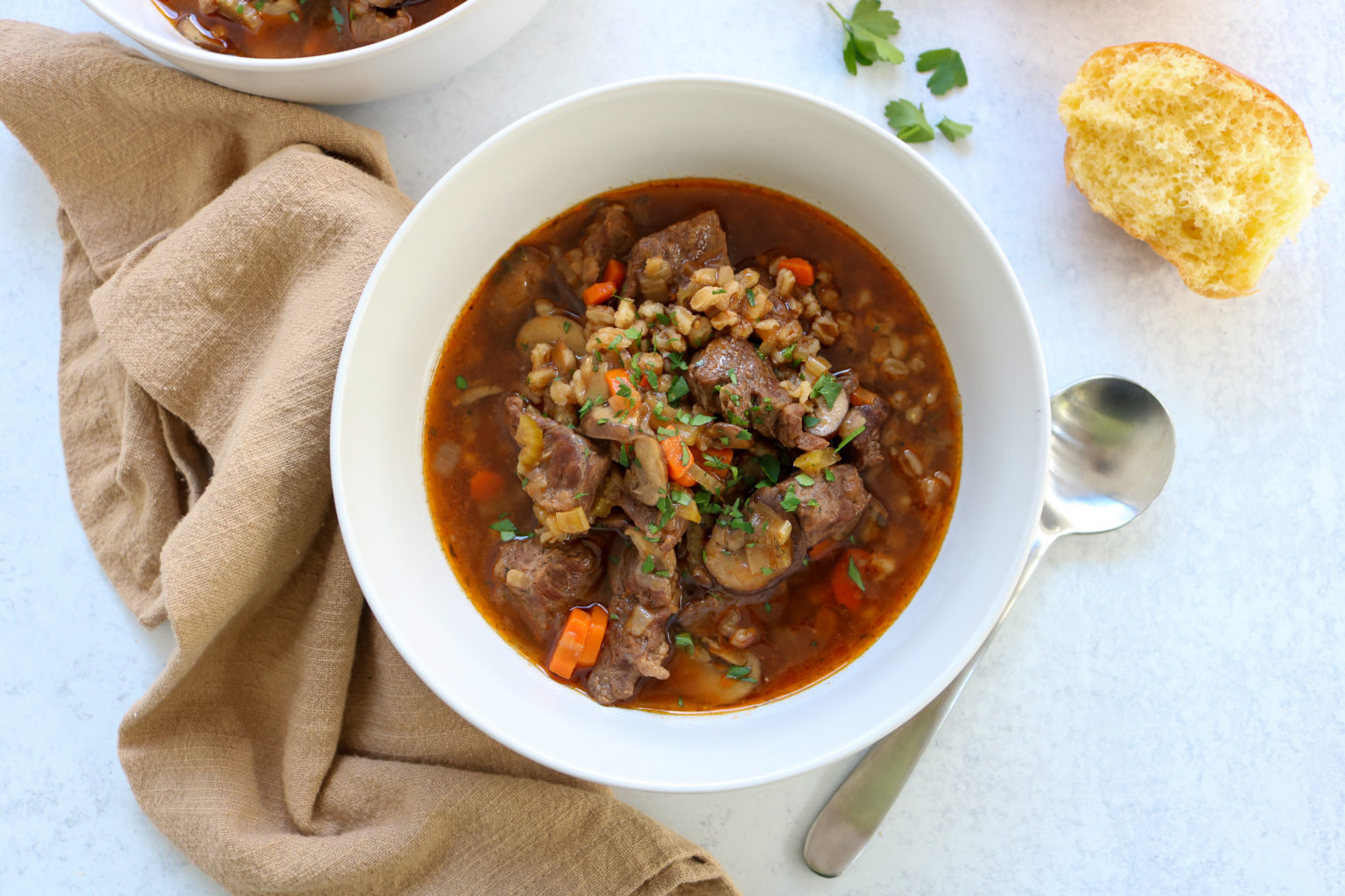 Cozy Beef and Farro Soup Healthy Mama Kris