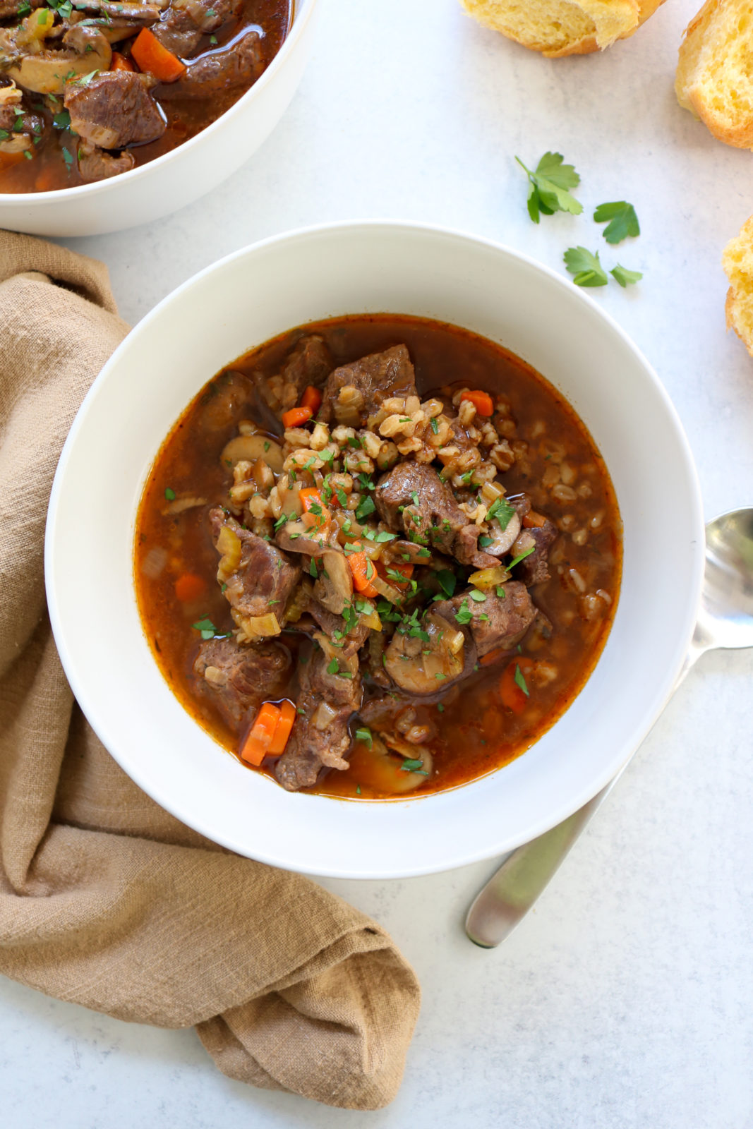 Cozy Beef and Farro Soup - Healthy Mama Kris