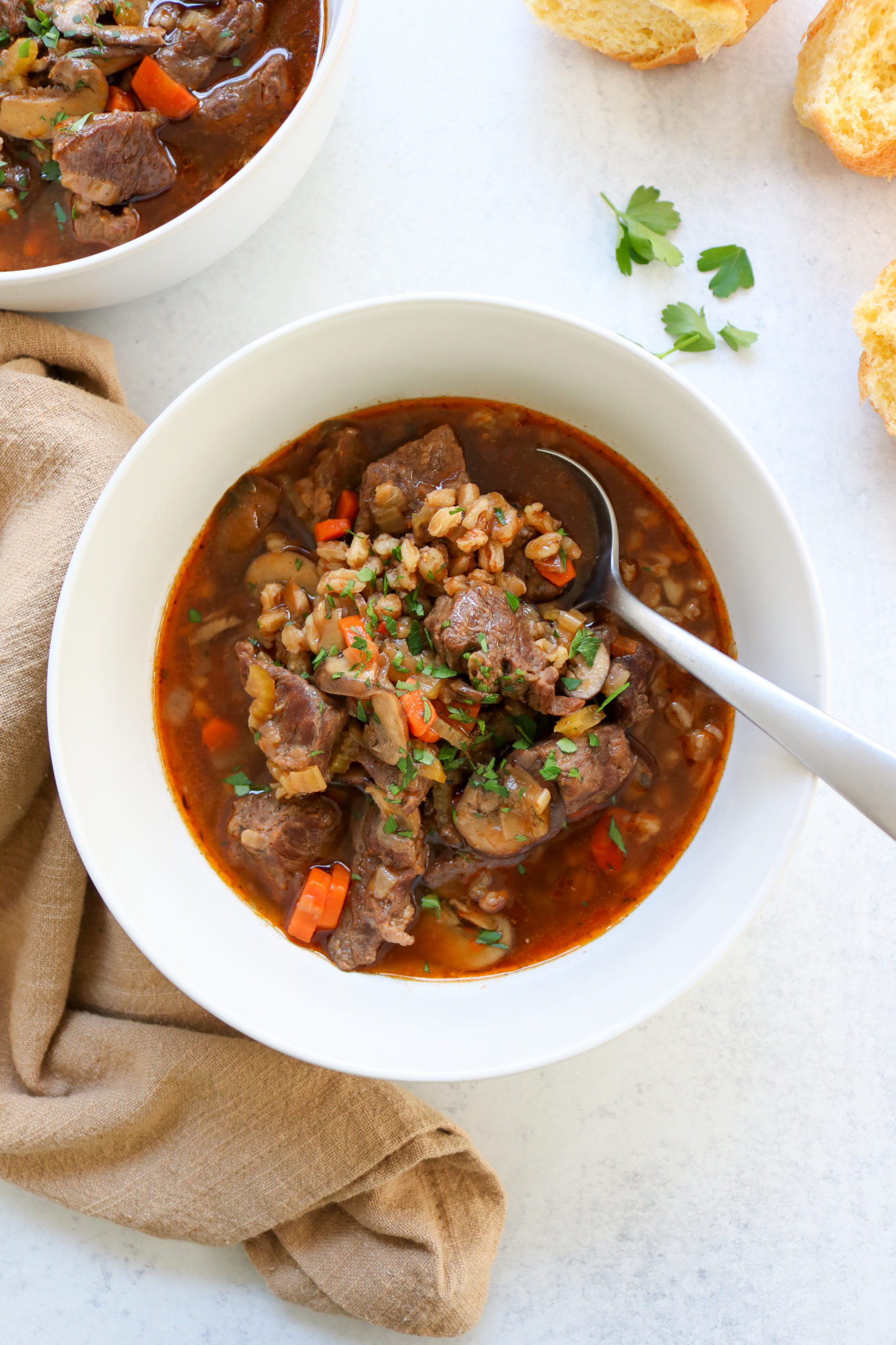 Cozy Beef and Farro Soup - Healthy Mama Kris